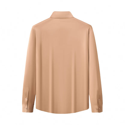 SIGNATURE SATIN STITCHLESS LS Shirt TAUPE