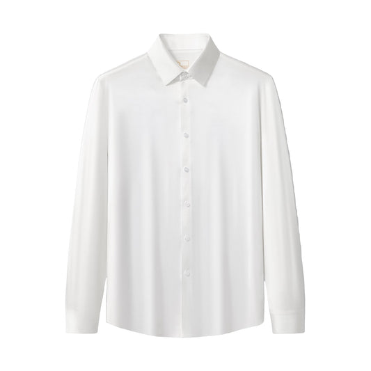 SIGNATURE SATIN STITCHLESS LS Shirt WHITE