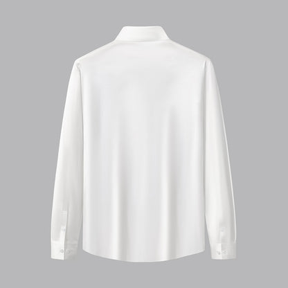 SIGNATURE SATIN STITCHLESS LS Shirt WHITE