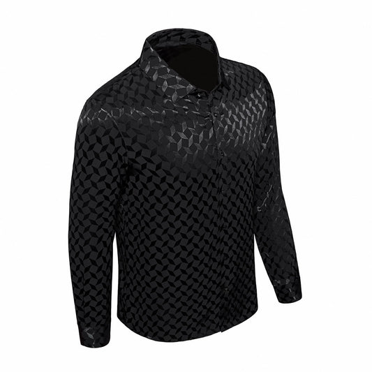 Optic Tessellation Stitchless LS Shirt BLACK