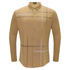 Checkmate Plaid Button-Up Shirt KHAKI - Dudes Boutique