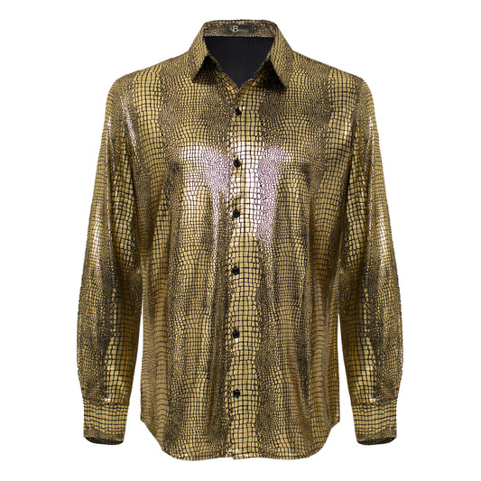 Bright Affluence Button-Up Shirt GOLD - Dudes Boutique