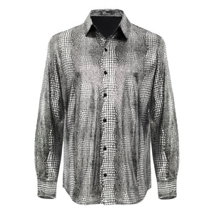 Bright Affluence Button-Up Shirt SILVER - Dudes Boutique