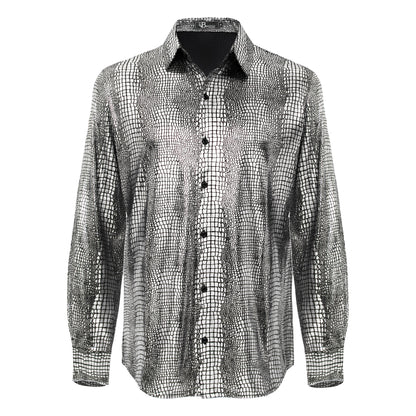 Bright Affluence Button-Up Shirt SILVER - Dudes Boutique