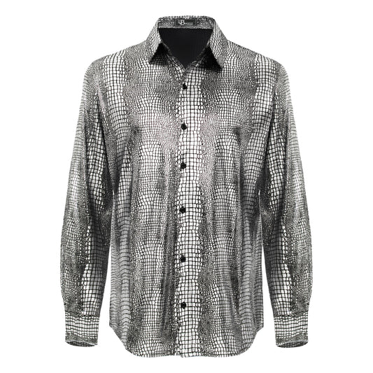 Bright Affluence Button-Up Shirt SILVER - Dudes Boutique