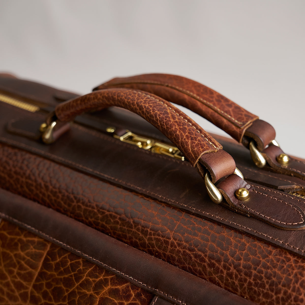 Coronado No.207 CEO Bison Leather Duffle Bag - Walnut - Dudes Boutique