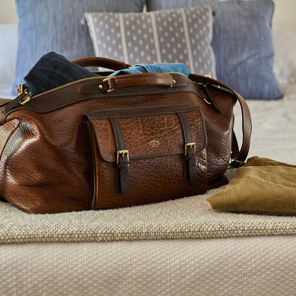 Coronado No.207 CEO Bison Leather Duffle Bag - Walnut - Dudes Boutique
