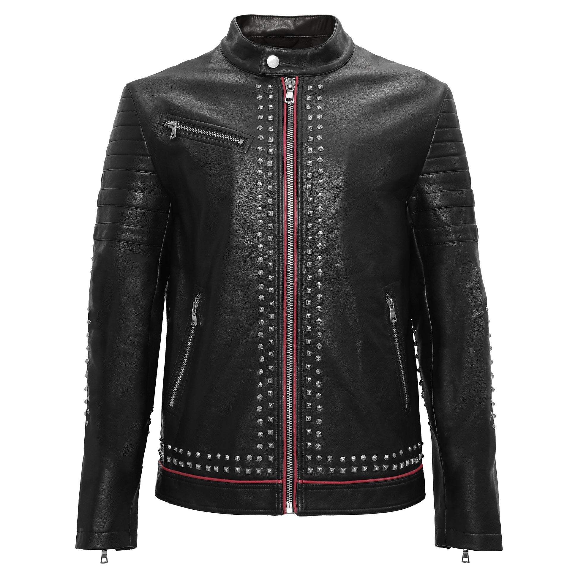 Urban Glimmer PU Leather Moto Jacket BLACK - Dudes Boutique