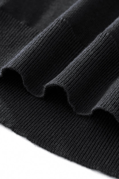 Halo Contrast Collar Knit LS BLACK