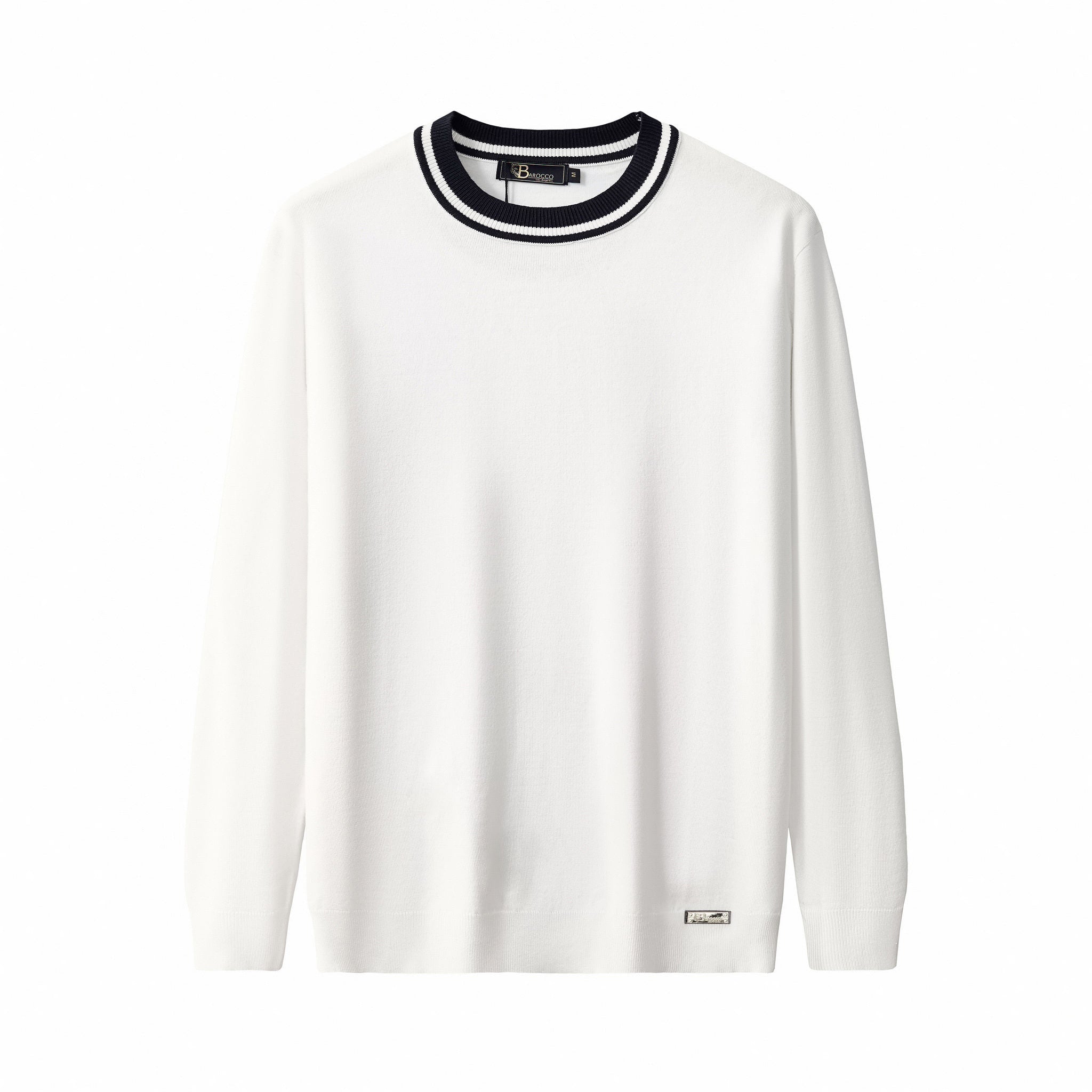 Halo Contrast Collar Knit LS WHITE