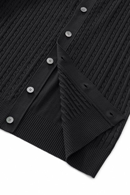 Marquee Cable Knit Cardigan LS BLACK