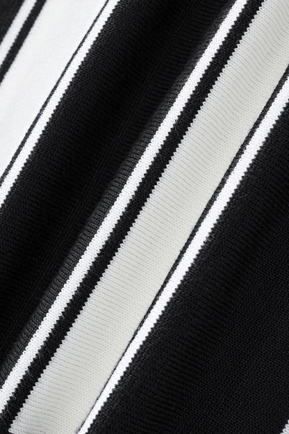 Vanguard Stripe Knit Polo LS BLACK