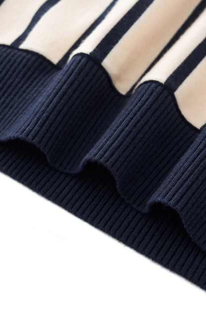 Imperial Stripe Knit Polo LS IVORY