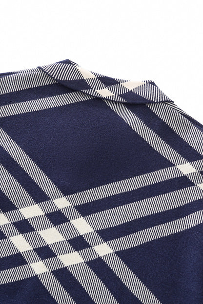 Paramount Lattice Knit Polo LS NAVY