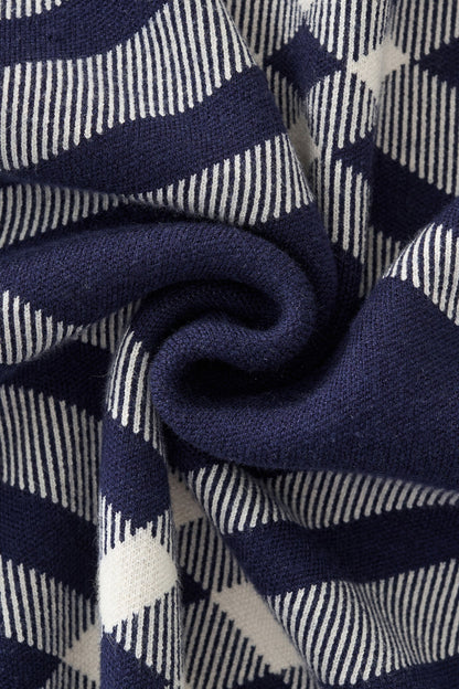 Paramount Lattice Knit Polo LS NAVY