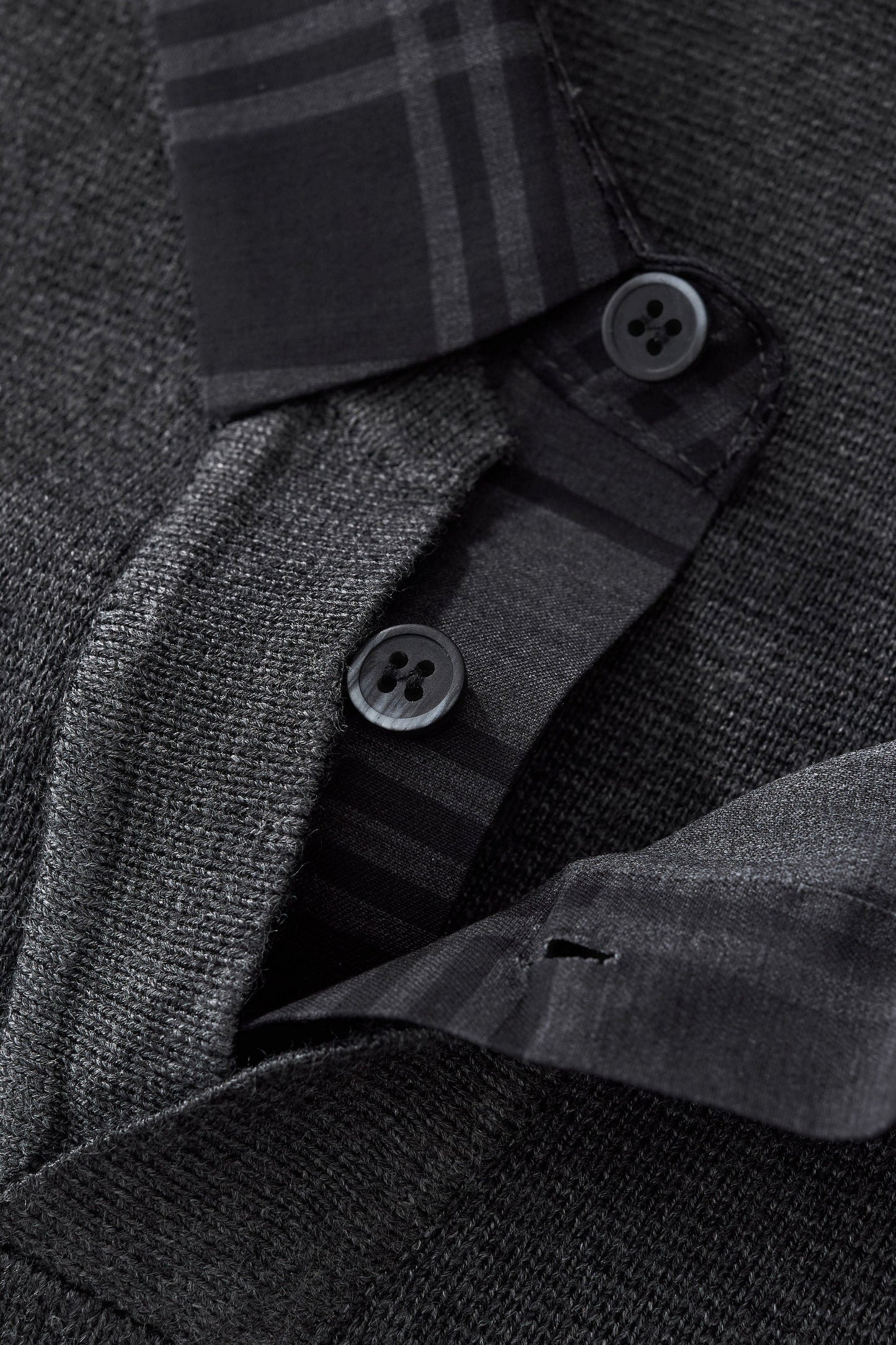Dual-Layer Knit Fusion LS Sweater Shirt GREY