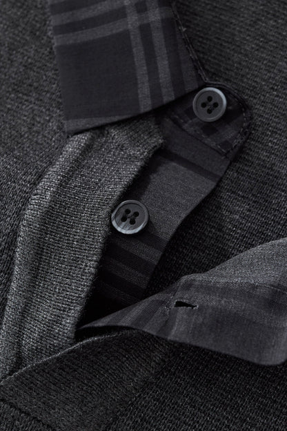 Dual-Layer Knit Fusion LS Sweater Shirt GREY