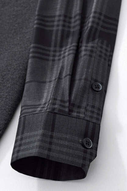 Dual-Layer Knit Fusion LS Sweater Shirt GREY