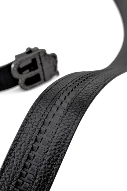 Croc-Embossed Leather Auto BKL Belt – Blackout Ed. GUN/BLACK