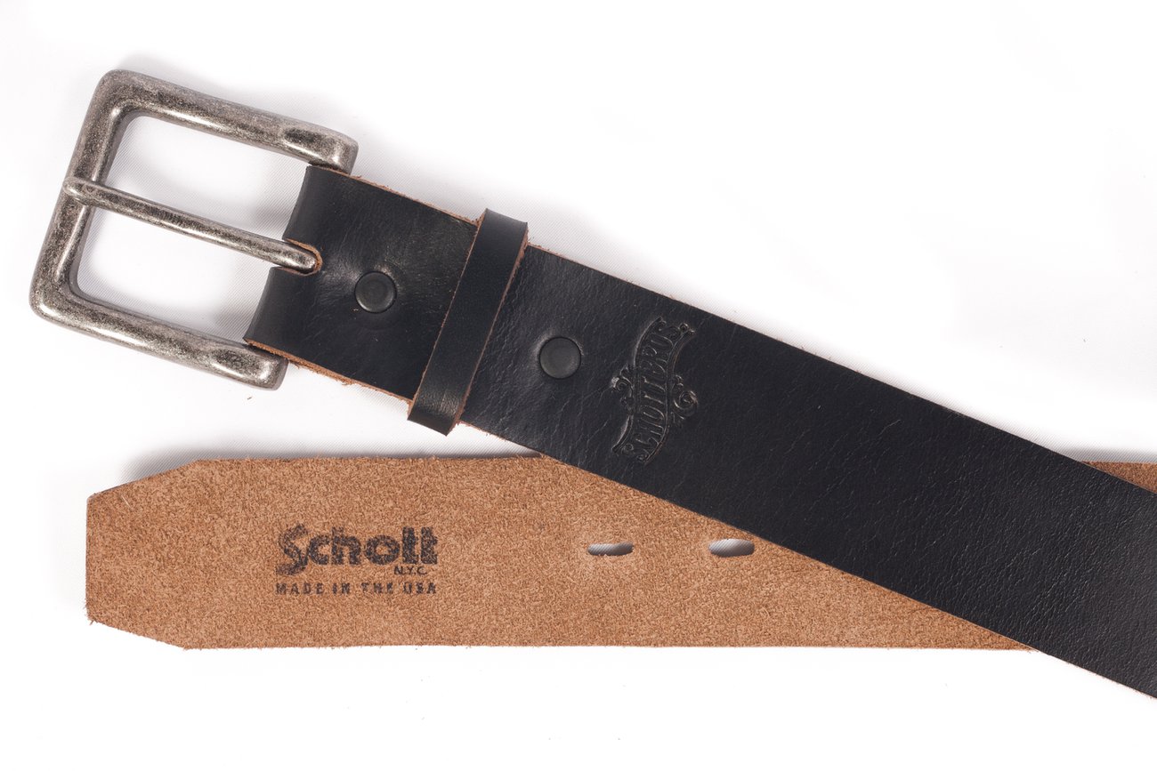 Schott Black Horween Steerhide Leather Belt - Dudes Boutique