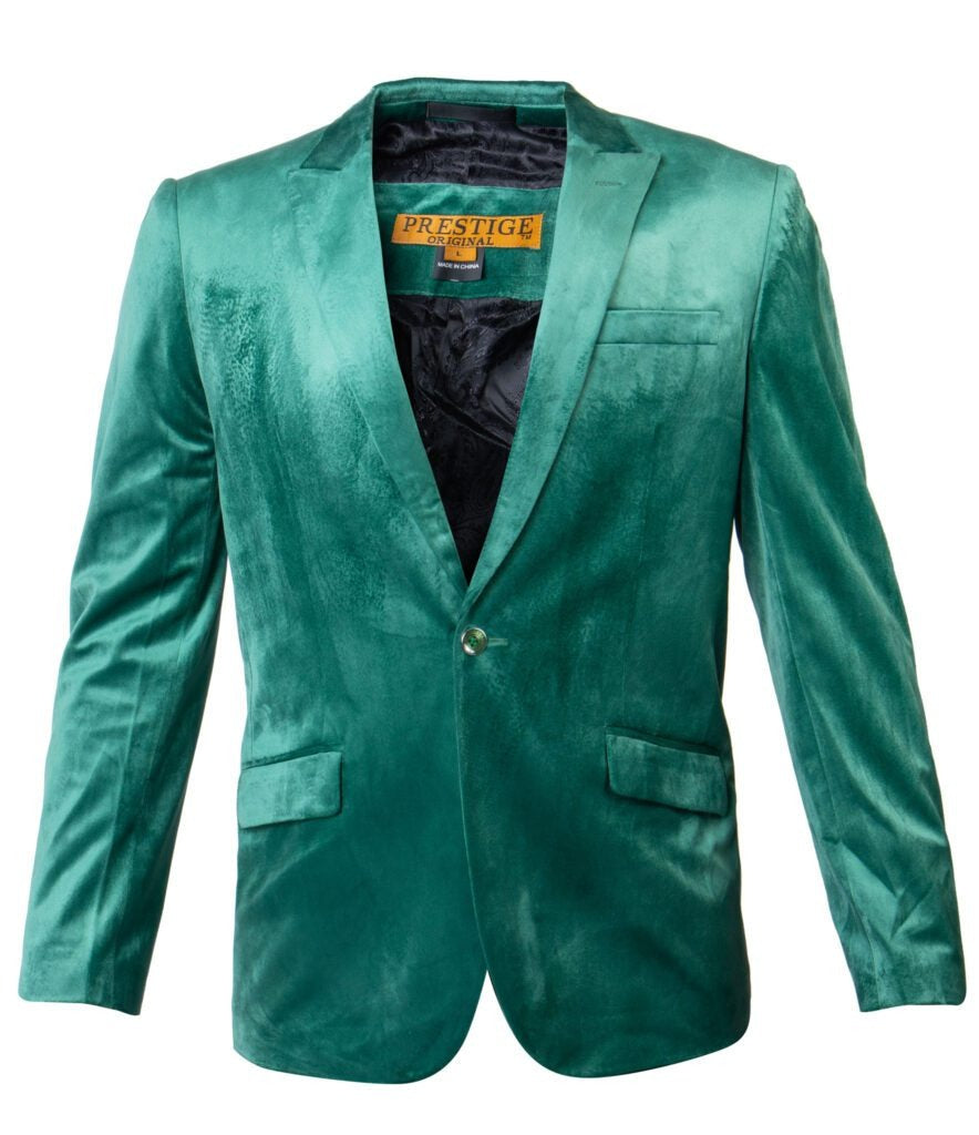 Prestige Green Velour Single Breasted Blazer - Dudes Boutique