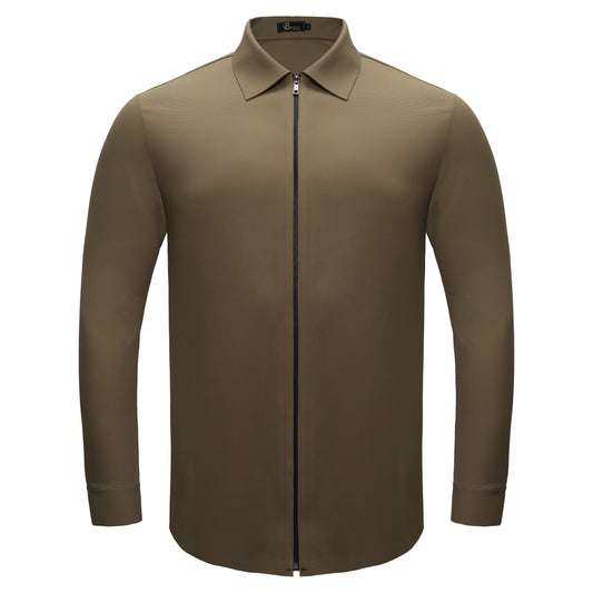 Zenith Zip Shirt KHAKI - Dudes Boutique