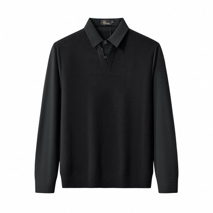 Lustre Knit LS Polo BLACK/BLACK