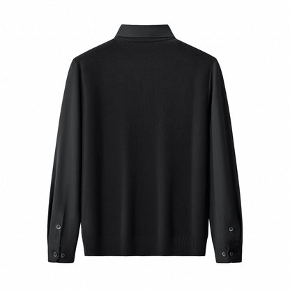 Lustre Knit LS Polo BLACK/BLACK