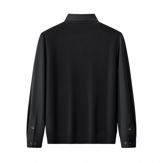 Lustre Knit LS Polo BLACK/BLACK