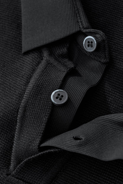 Lustre Knit LS Polo BLACK/BLACK