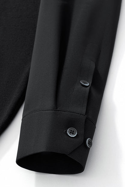 Lustre Knit LS Polo BLACK/BLACK