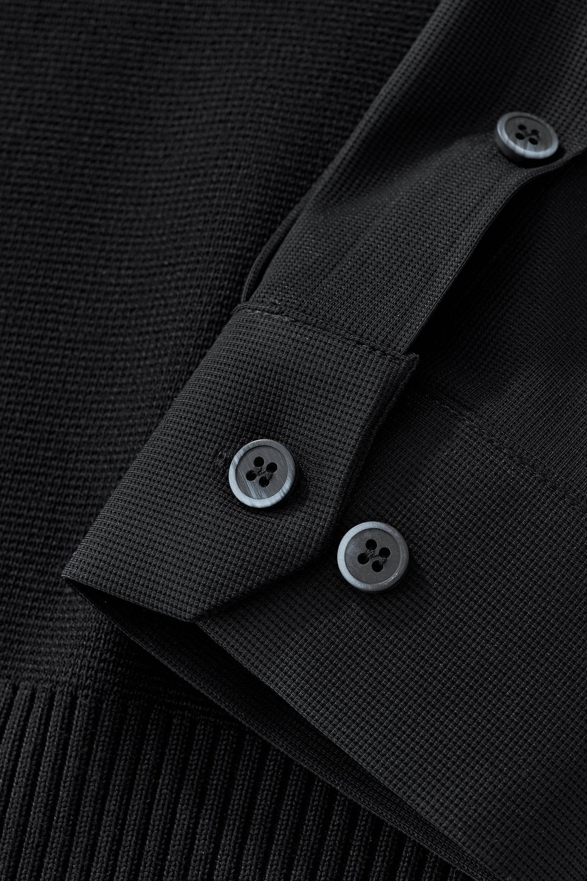 Lustre Knit LS Polo BLACK/BLACK