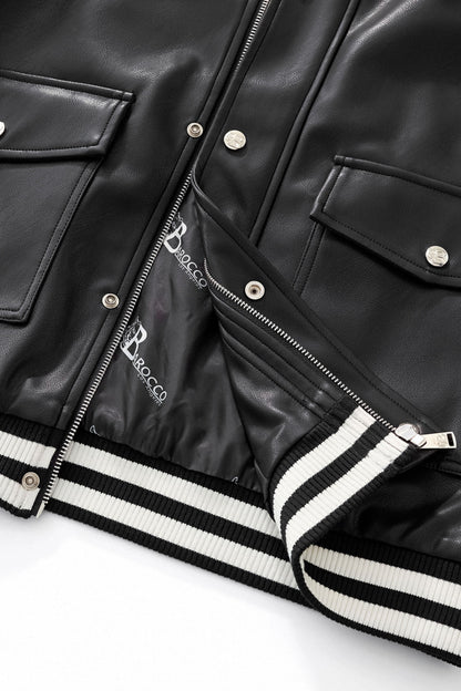 Prestige Varsity PU Jacket BLACK