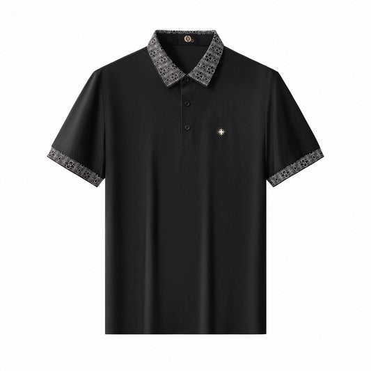 Pattern Trim Performance Polo – El Baron BLACK