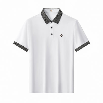 Pattern Trim Performance Polo – El Baron WHITE