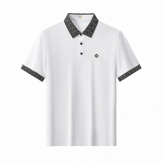 Pattern Trim Performance Polo – El Baron WHITE