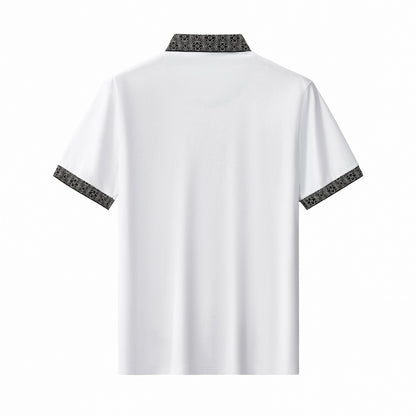 Pattern Trim Performance Polo – El Baron WHITE