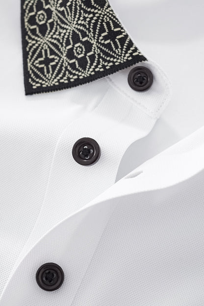 Pattern Trim Performance Polo – El Baron WHITE