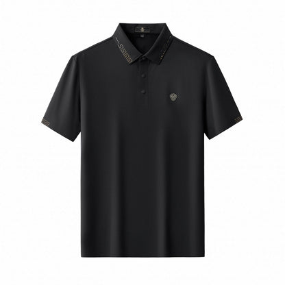 Perforated Collar Performance Polo – El Baron BLACK/GOLD