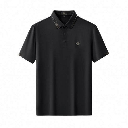 Perforated Collar Performance Polo – El Baron BLACK/GOLD