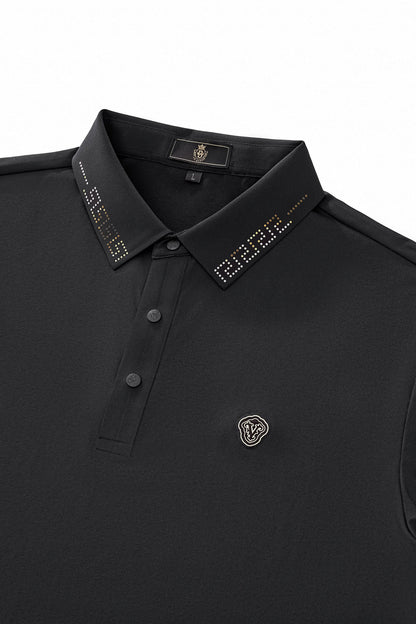 Perforated Collar Performance Polo – El Baron BLACK/GOLD