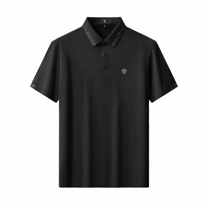 Perforated Collar Performance Polo – El Baron BLACK/SILVER