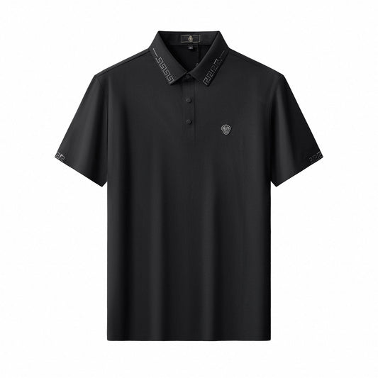 Perforated Collar Performance Polo – El Baron BLACK/SILVER