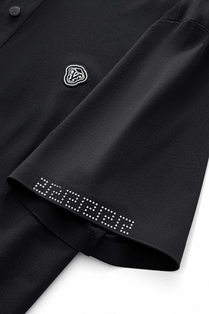 Perforated Collar Performance Polo – El Baron BLACK/SILVER