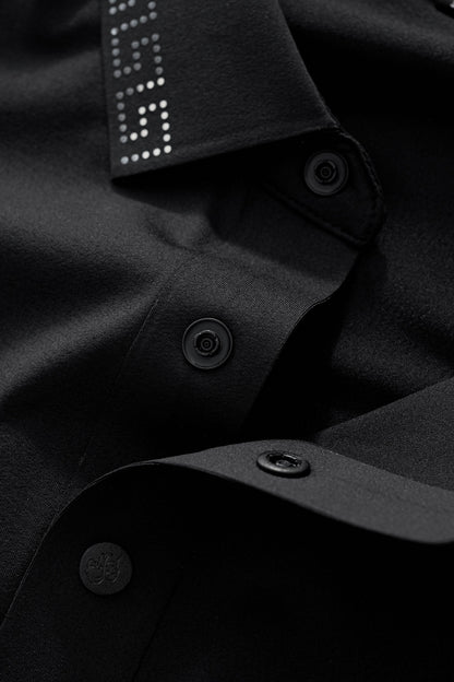 Perforated Collar Performance Polo – El Baron BLACK/SILVER
