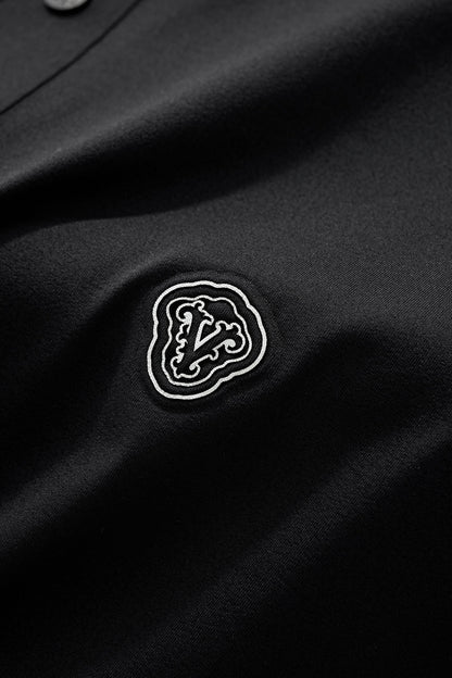 Perforated Collar Performance Polo – El Baron BLACK/SILVER