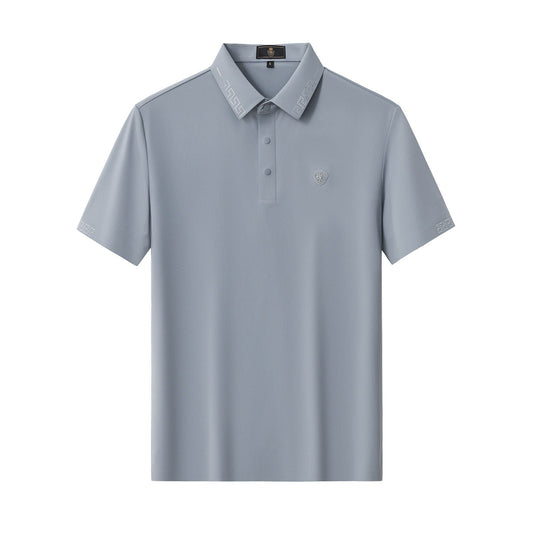Perforated Collar Performance Polo – El Baron GREY/SILVER