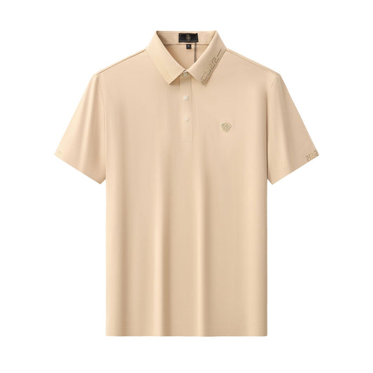 Perforated Collar Performance Polo – El Baron KHAKI/GOLD