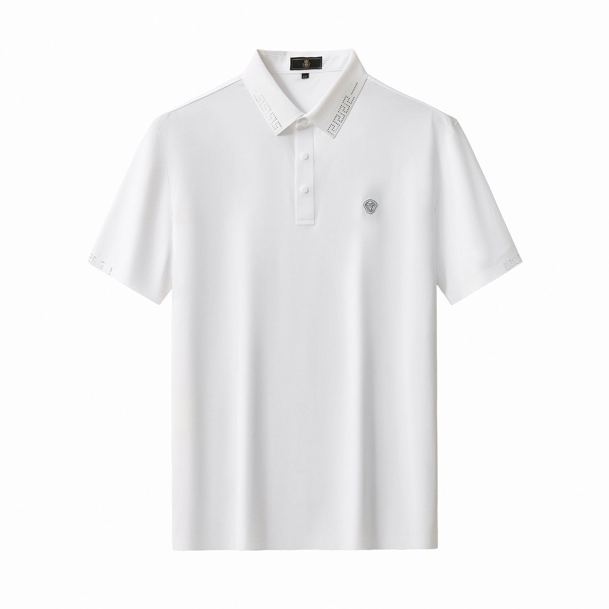 Perforated Collar Performance Polo – El Baron WHITE/SILVER