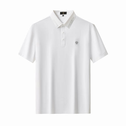Perforated Collar Performance Polo – El Baron WHITE/SILVER